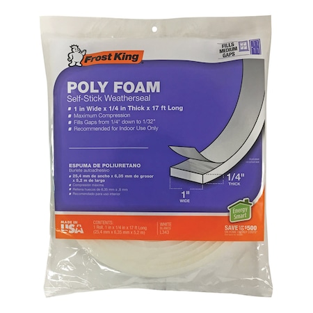 Frost King Frost King White Poly Foam Weather Seal For Doors and Windows 17 ft. L X 0.25 in. L343